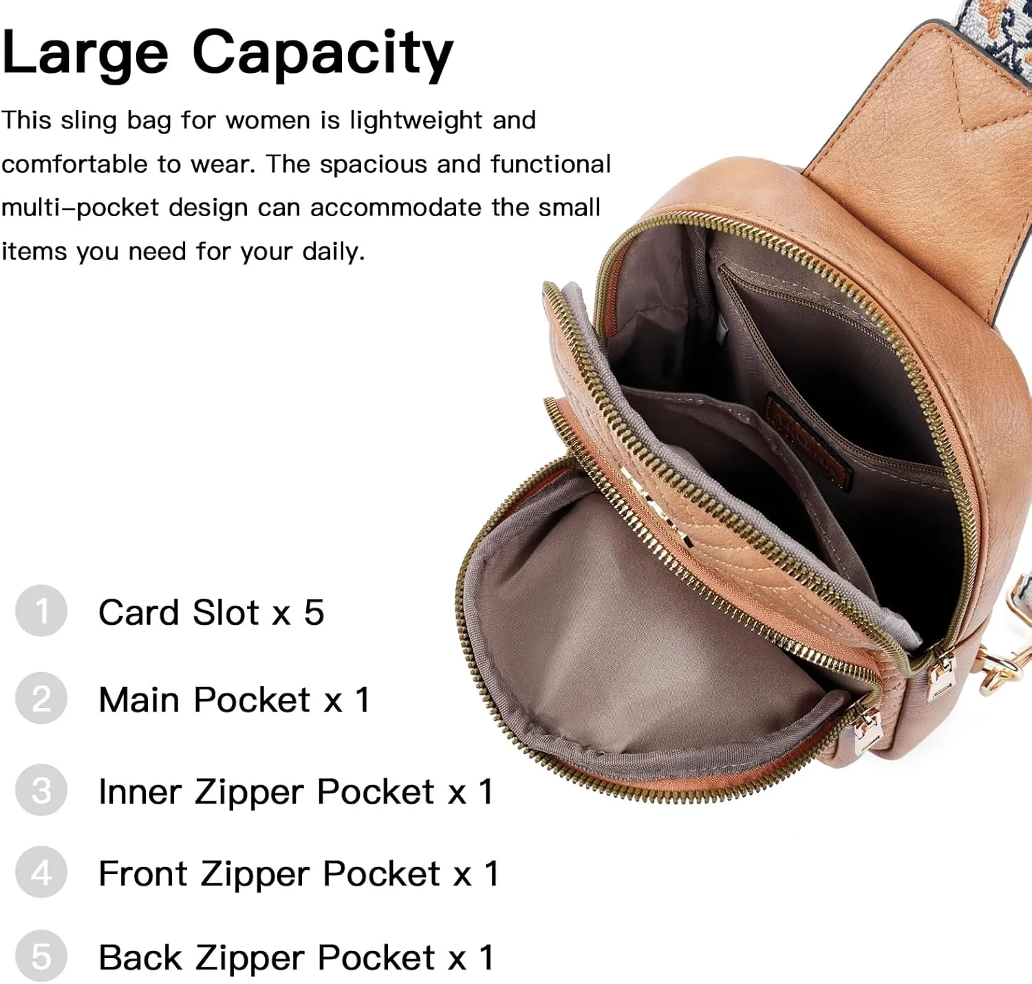 Telena Large Sling Bag Crossbody Bags for Women Fanny Packs Cross Body with Adjustable Strap