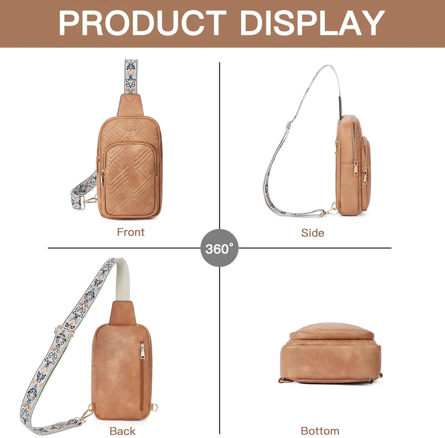 Telena Large Sling Bag Crossbody Bags for Women Fanny Packs Cross Body with Adjustable Strap