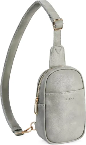 Telena Small Sling Bag for Women Leather Crossbody Fanny Packs Chest Bag for Women