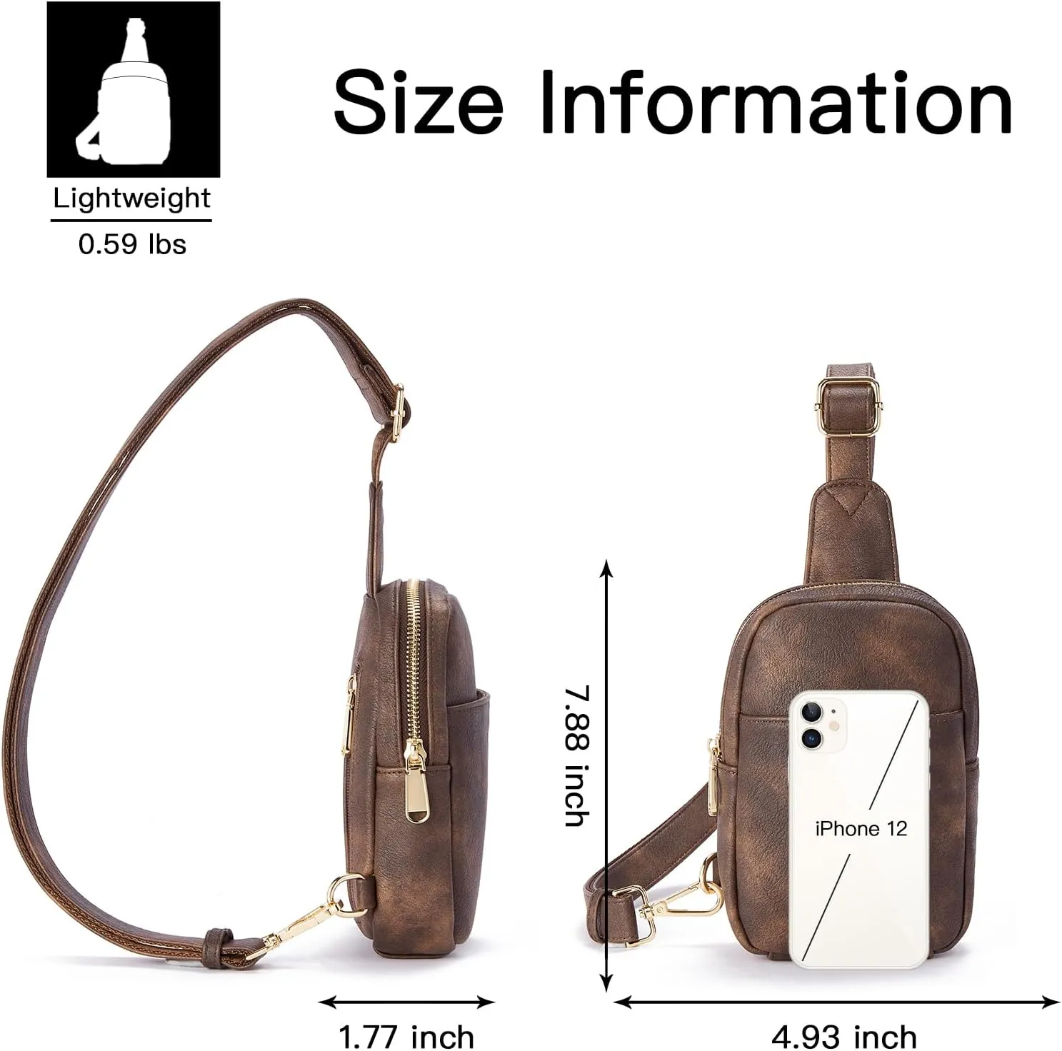 Telena Small Sling Bag for Women Leather Crossbody Fanny Packs Chest Bag for Women