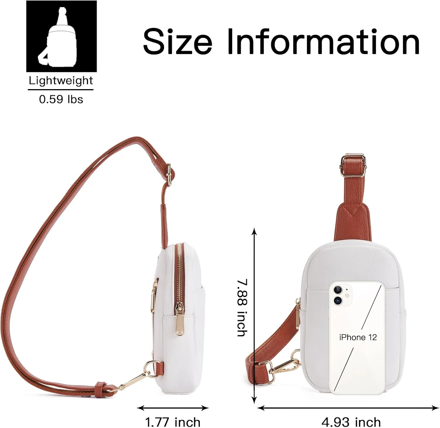 Telena Small Sling Bag for Women Leather Crossbody Fanny Packs Chest Bag for Women