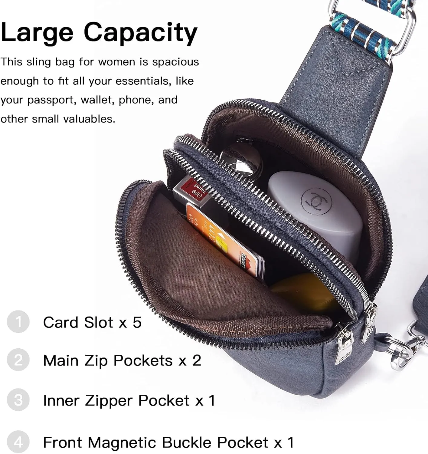 Telena Small Sling Bag for Women Vegan Leather Fashionable Fanny Pack Crossbody Bags for Women for Travel