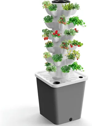TEmkin Hydroponics Growing System Indoor Garden Vertical Garden Planter,30-Plant Hydroponic Growing System,Indoor Smart Garden Kit Including 3Pcs Grow Bags,Water Level,Pouring Funnel