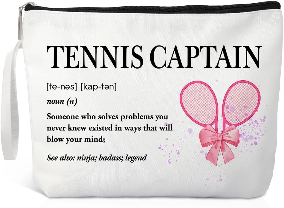 Tennis Captain Definition Makeup Bag, Funny Cosmetic Bag for Tennis Player, Tennis Gifts for Women, Tennis Lover Gifts for Her, Tennis Team Gifts, Tennis Captain Appreciation Gifts