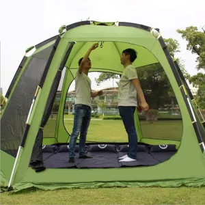 Tent Windproof Waterproof Camping Tent 5-8 Person Hexagonal Automatic Camping Tent - Telescopic Aluminum Rod Double Layer Tents Sun Shelter Waterproof for Outdoor Sports Hiking Travel Ou