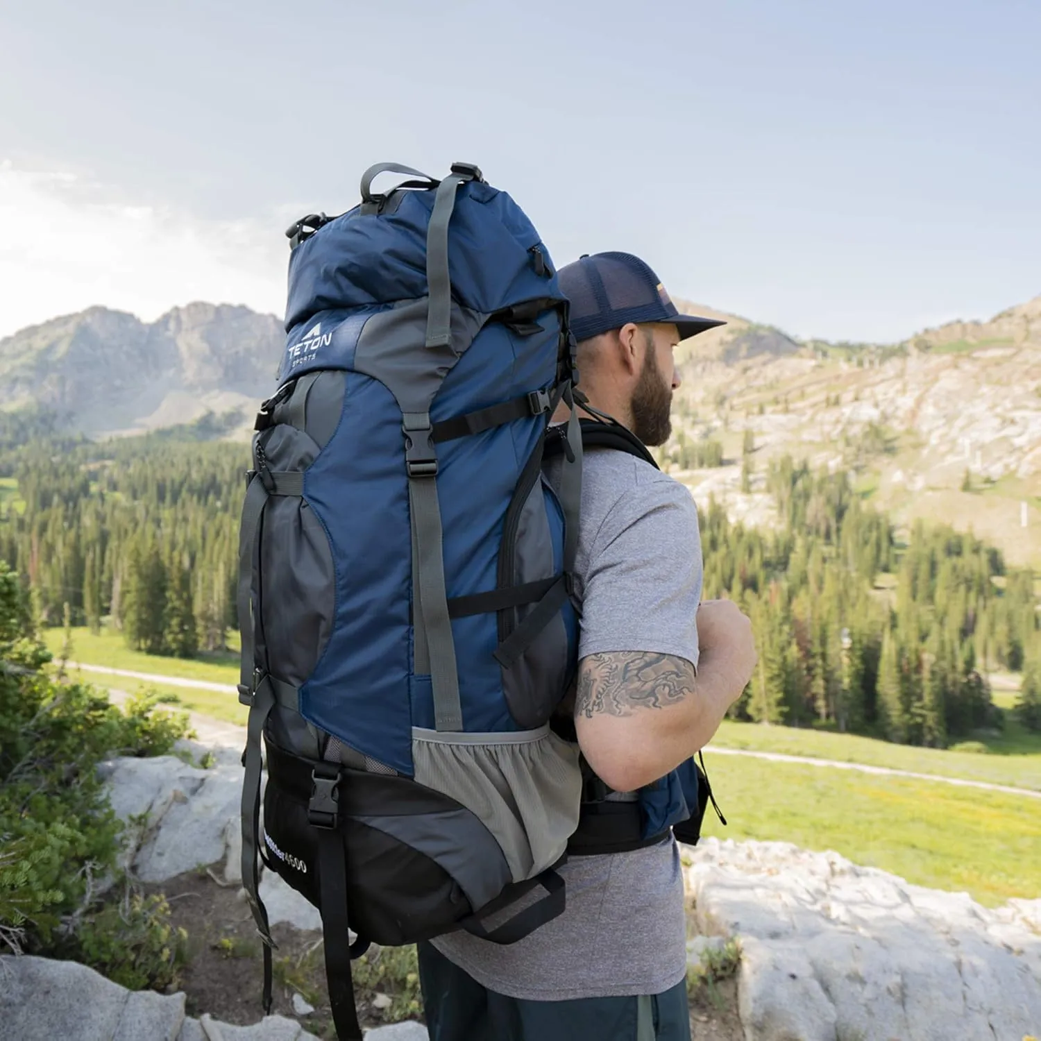 TETON Sports Outfitter 4600 Ultralight Internal Frame High-Performance Backpack for Hiking, Camping, Travel, and Outdoor Activities; 75L, Blue