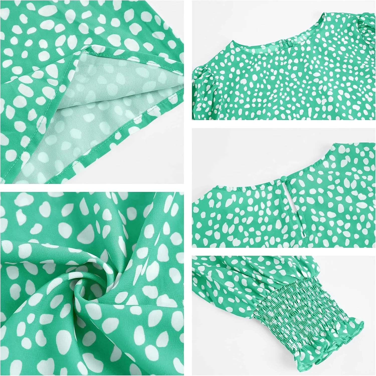 Teurkia Women's Polka Dot 3/4 Sleeve Blouse Tops Ladies Casual Office Work Crew Neck T-Shirt