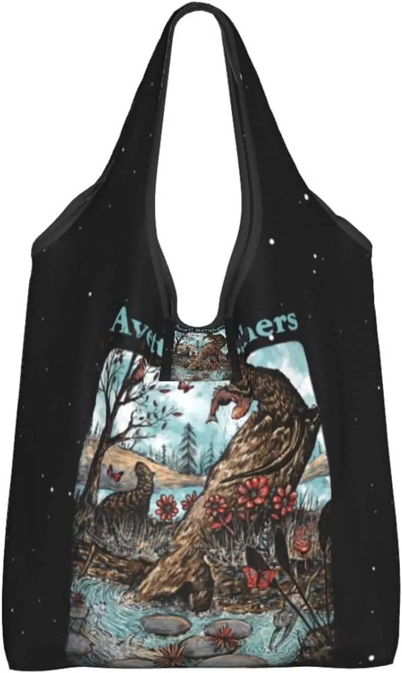 The Avett Musics Brothers Foldable Portable Shopping Shoulder Tote for Women Weekender Handbag Reusable Grocery Bag