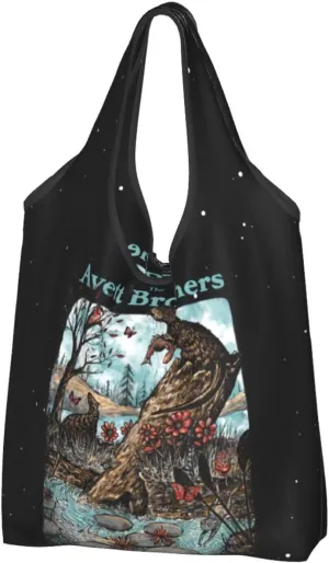 The Avett Musics Brothers Foldable Portable Shopping Shoulder Tote for Women Weekender Handbag Reusable Grocery Bag