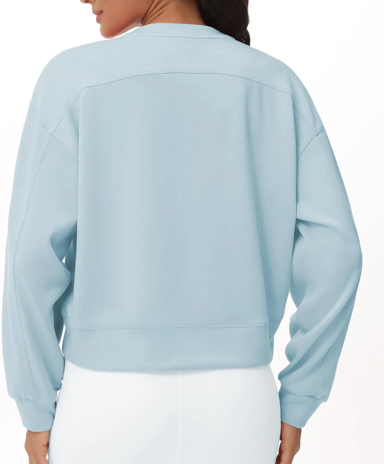 THE GYM PEOPLE Women's Crewneck Cropped Pullover Sweatshirt Cute Basic Long Sleeves Workout Tops