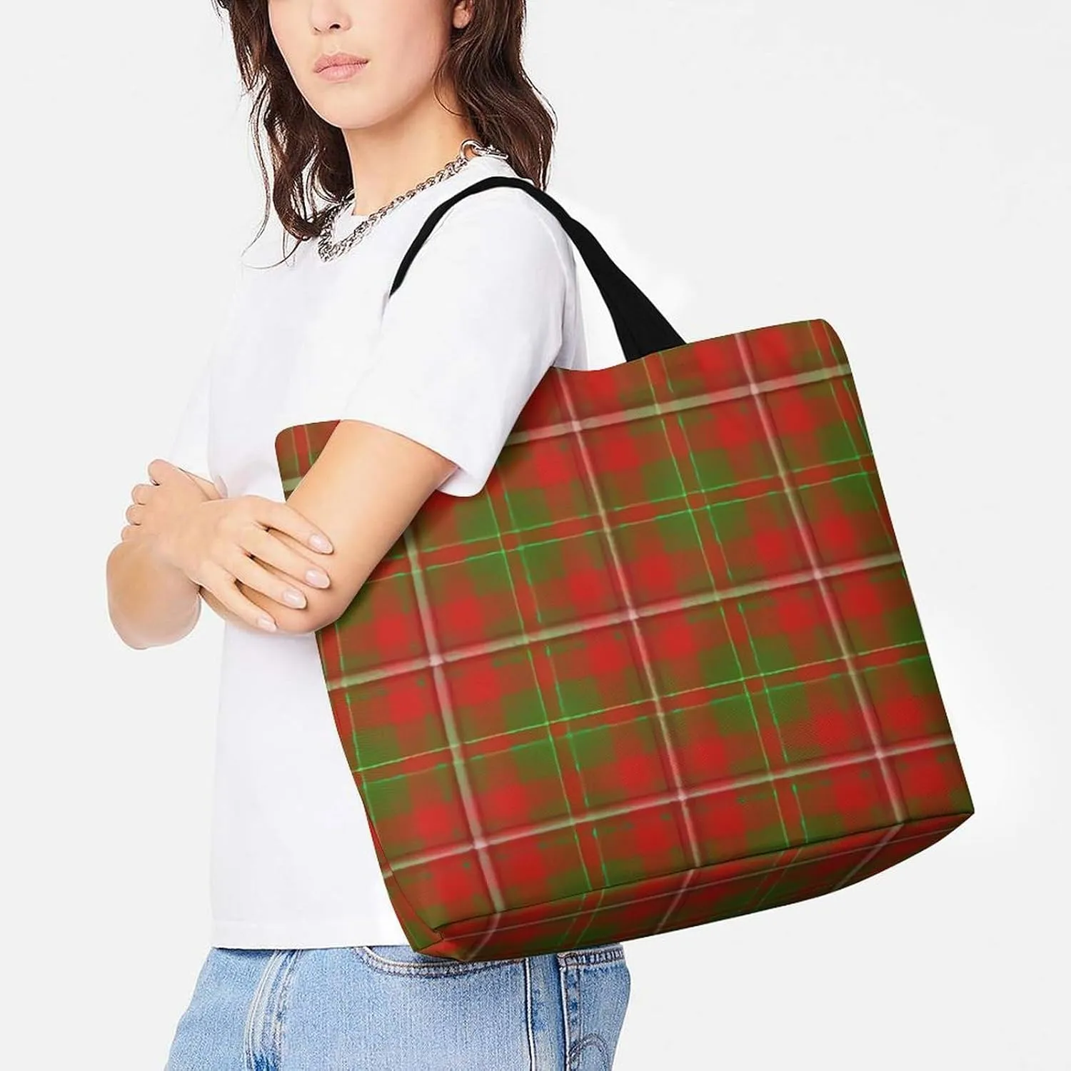 The Look of Warm Oak Wood Grain Texture Large Capacity Single Shoulder Shopping Bag, Fashionable Shopping Bag