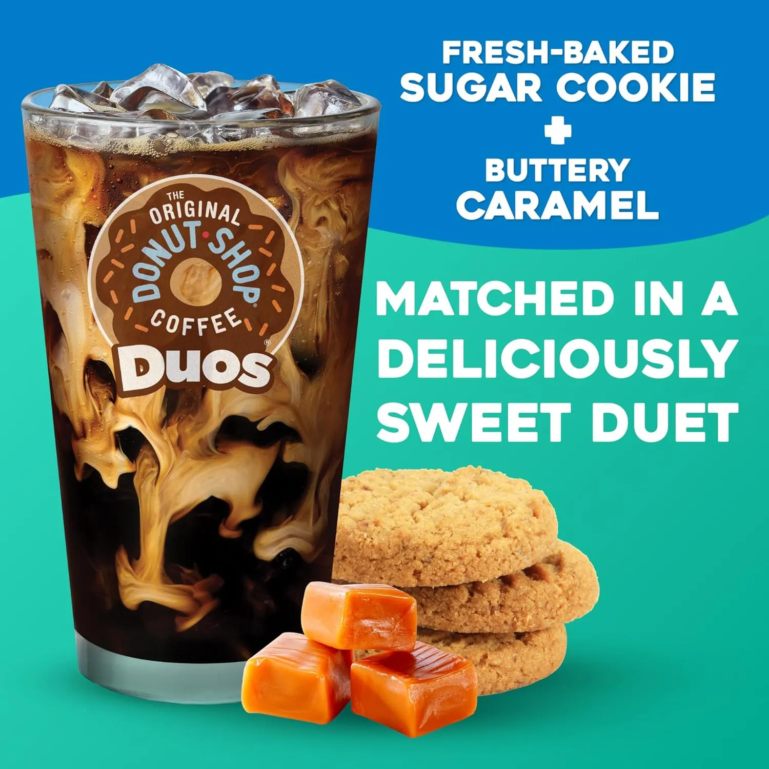 The Original Donut Shop ICED Duos Cookies   Caramel Coffee, Keurig Single Serve K-Cup Pods, 72 Count
