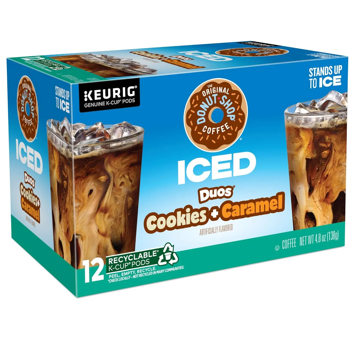 The Original Donut Shop ICED Duos Cookies   Caramel Coffee, Keurig Single Serve K-Cup Pods, 72 Count