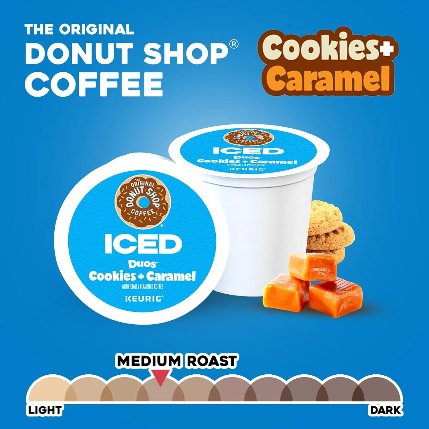 The Original Donut Shop ICED Duos Cookies   Caramel Coffee, Keurig Single Serve K-Cup Pods, 72 Count