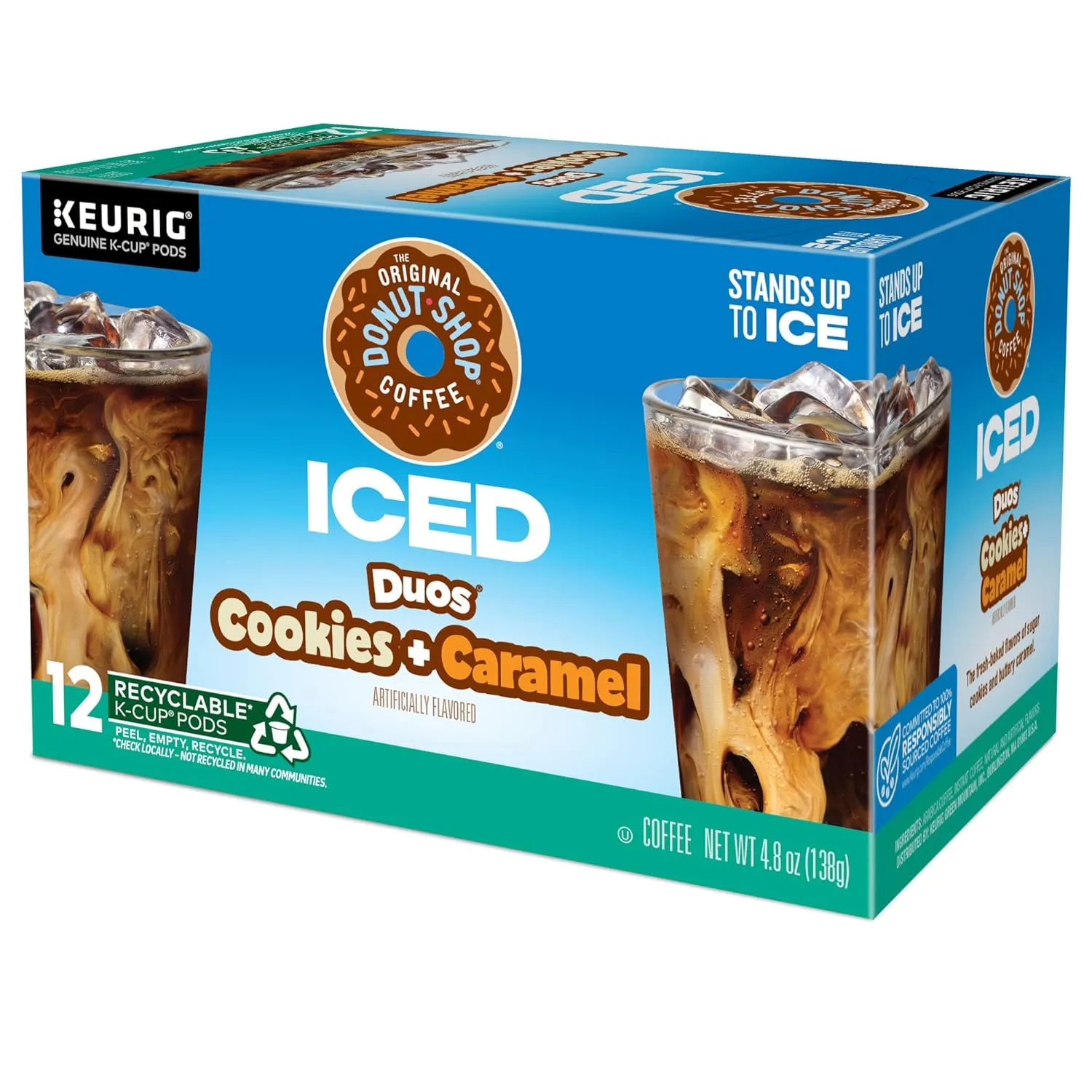 The Original Donut Shop ICED Duos Cookies   Caramel Coffee, Keurig Single Serve K-Cup Pods, 72 Count