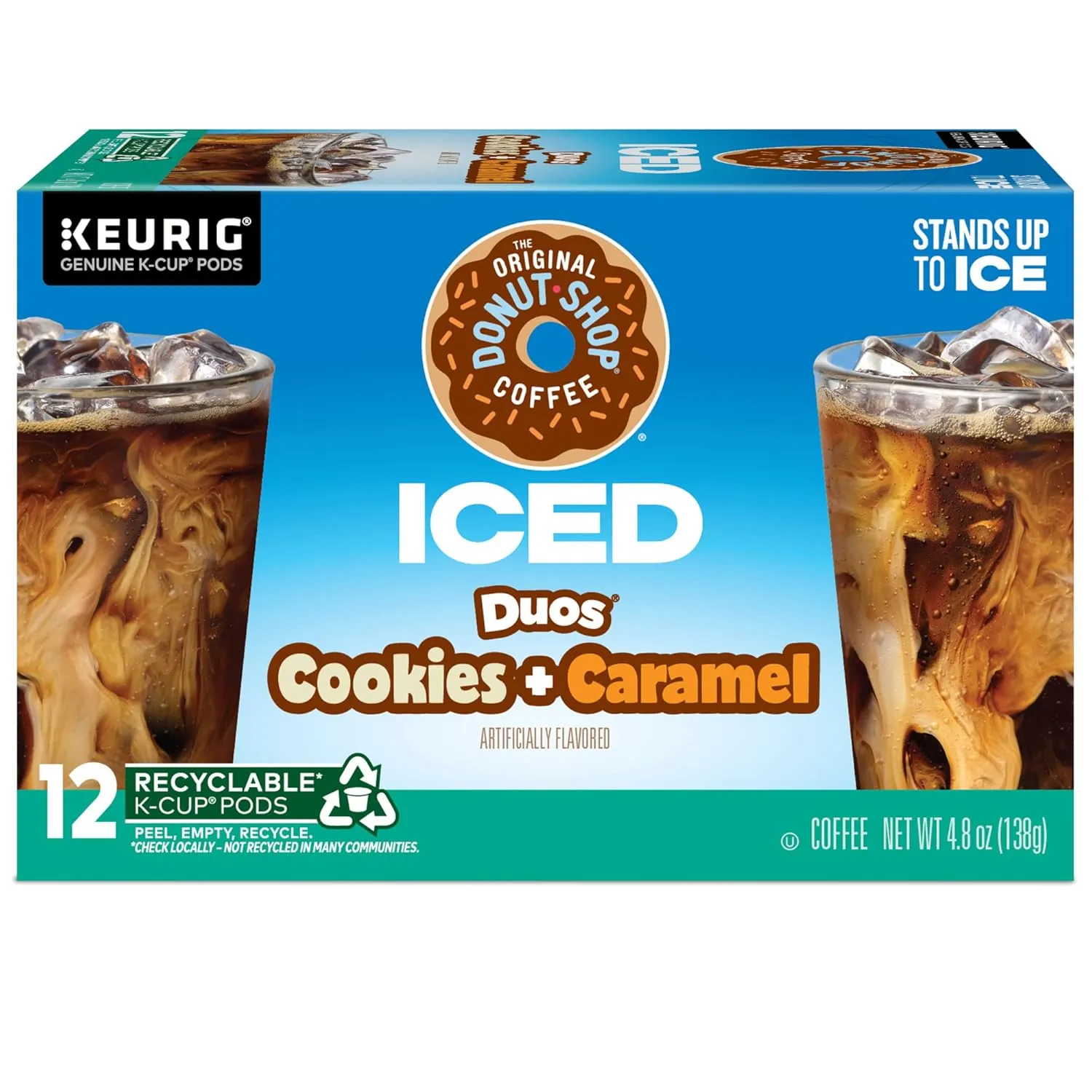 The Original Donut Shop ICED Duos Cookies   Caramel Coffee, Keurig Single Serve K-Cup Pods, 72 Count