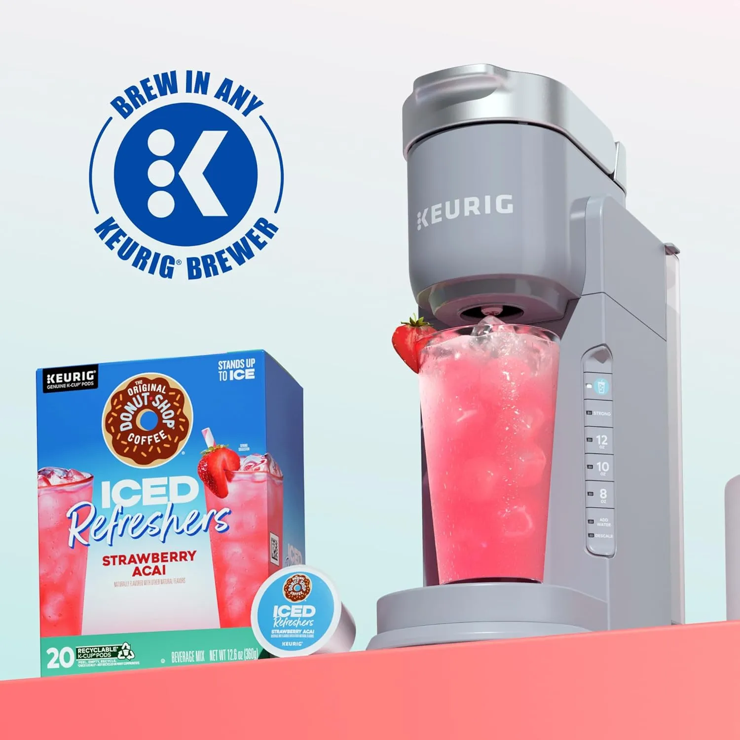 The Original Donut Shop Iced Refreshers, Strawberry Açaí Flavor, Keurig Single Serve K-Cup Pods, 20 Count