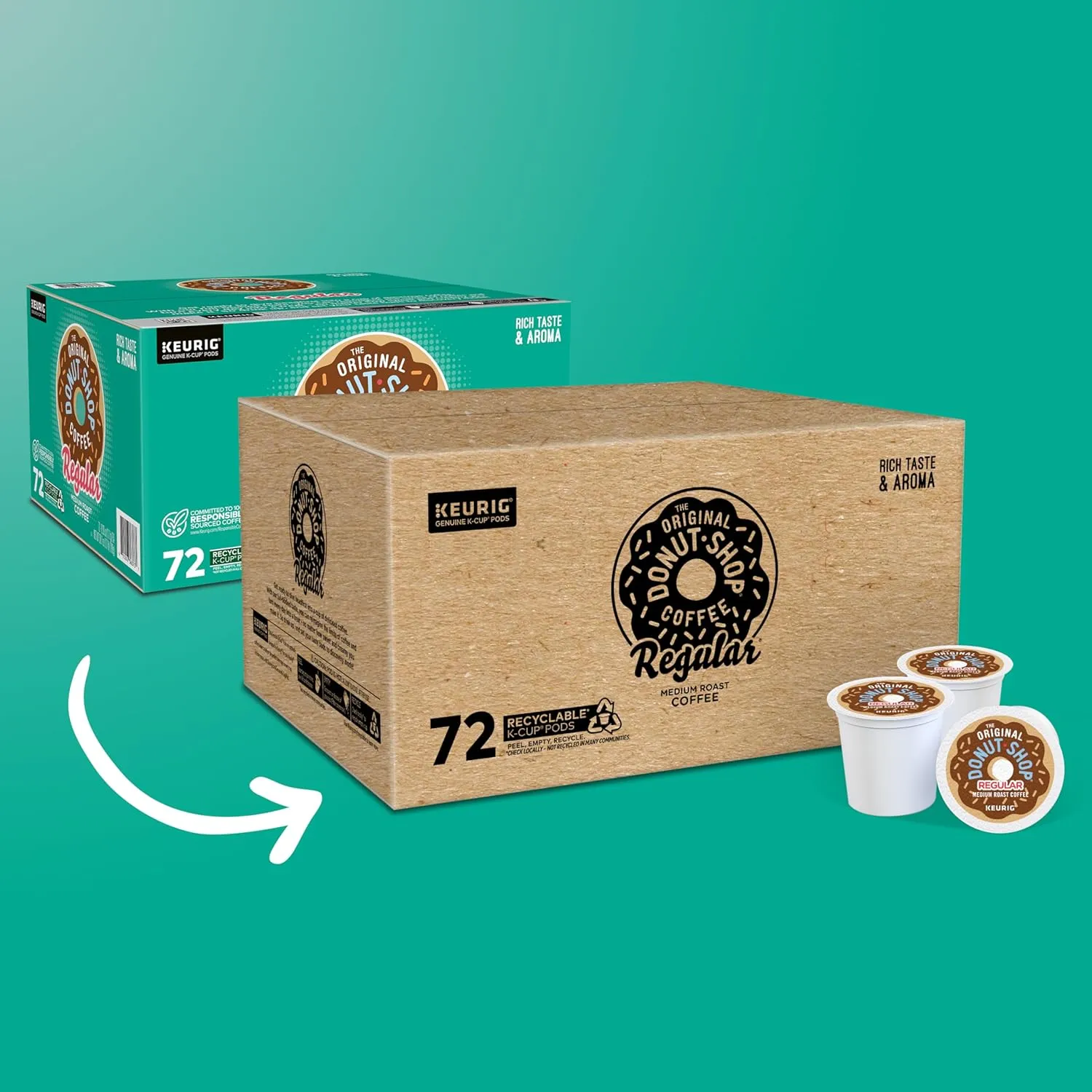 The Original Donut Shop Regular Keurig Single-Serve K-Cup Pods, Medium Roast Coffee, 72 Count