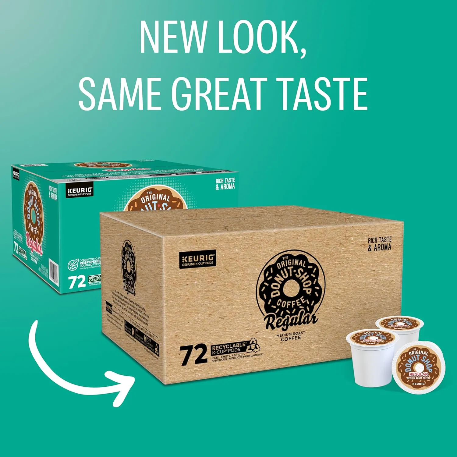 The Original Donut Shop Regular Keurig Single-Serve K-Cup Pods, Medium Roast Coffee, 72 Count