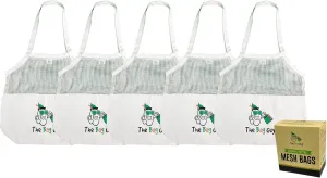 TheBagGuy - Organic Cotton Mesh Bags | Reusable Vegetable Produce Bags | Multipurpose Biodegradable Zero Waste Grocery Bag | Washable | Food Safe | Drawstring Closure | Quality Double Stitched(6 Pack)
