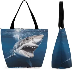 This Great White Shark Opens Mouth Women's Shopping Bag Foldable Washable Shoulder Bag Adopts High-definition Printing Technology, with Clear Patterns And Rich Colors. There Are Many Patterns to Choos
