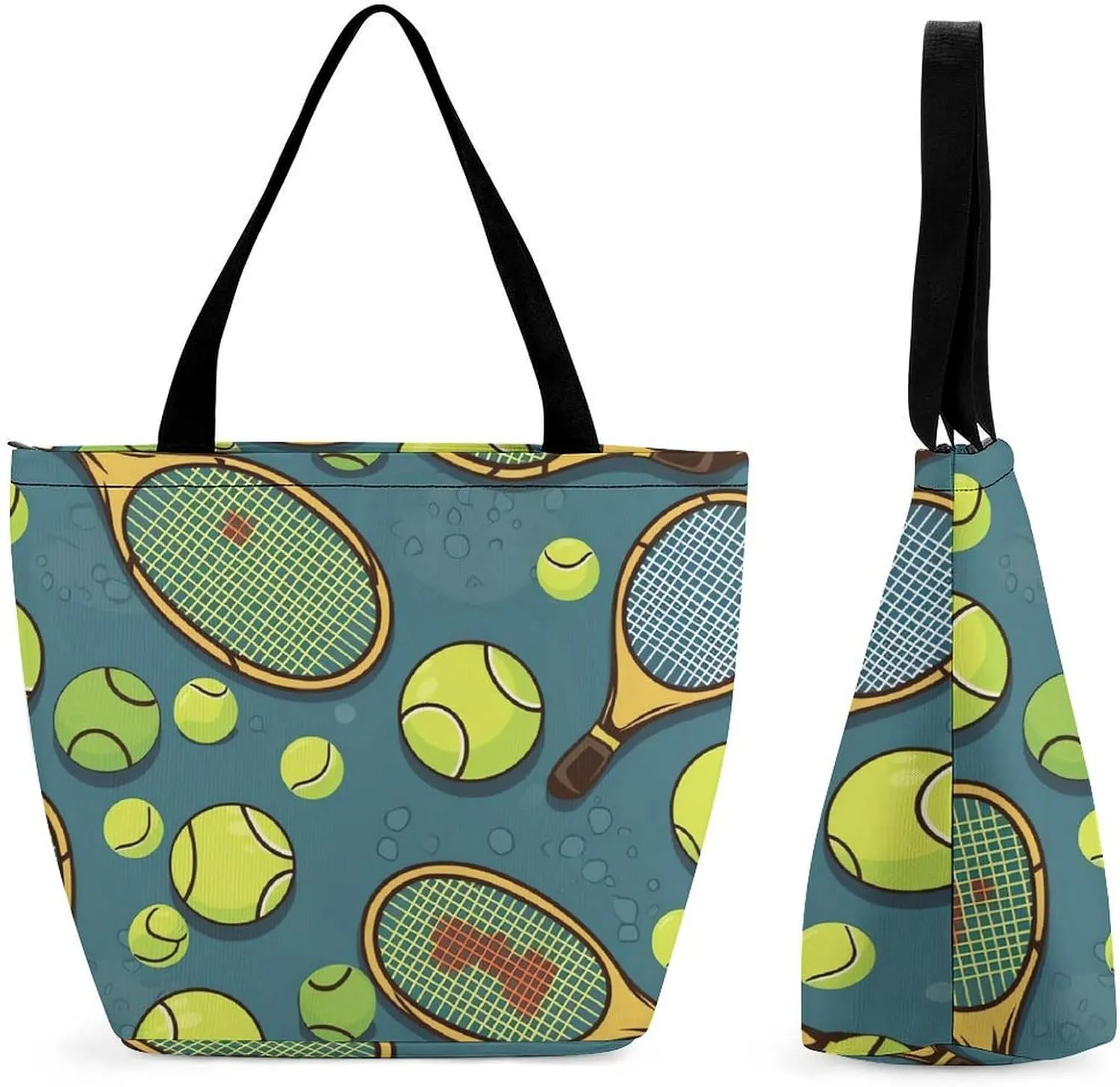 This Tennis Racquets And Tennis Balls Women's Shopping Bag Foldable Washable Shoulder Bag Adopts High-definition Printing Technology, with Clear Patterns And Rich Colors. There Are Many Patterns to Ch