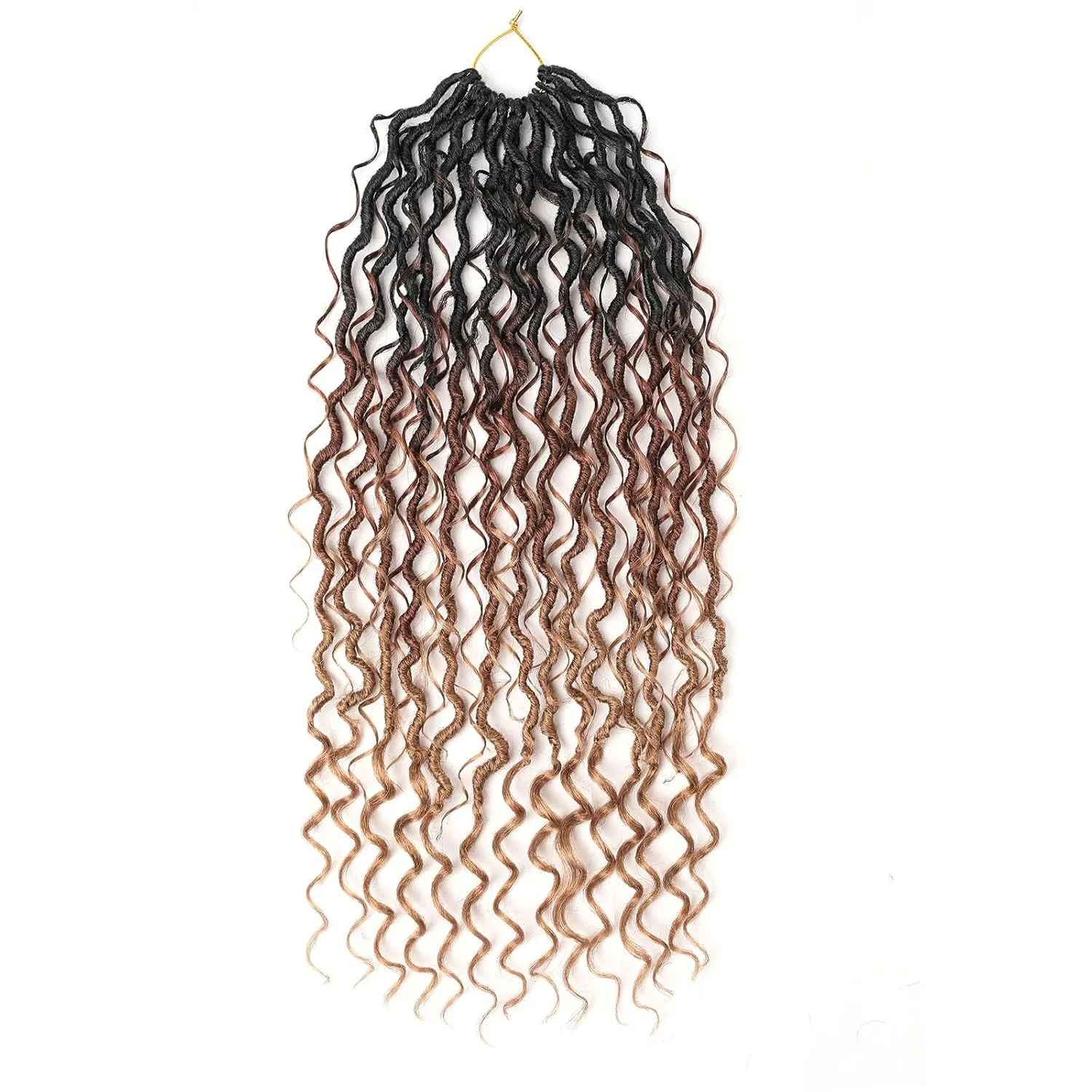 Three Tone Boho Goddess Locs Crochet Hair 22 Inch, 8 Packs Goddess Faux Locs Crochet Hair With Curly Ends, Long Pre Looped Hippie Locs For Black Women Crotchet Braids(22in,T1B/30/27#)