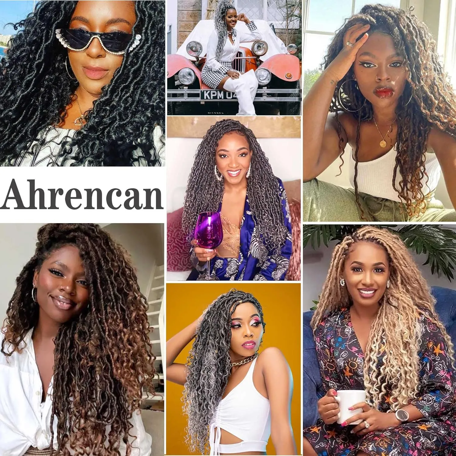 Three Tone Boho Goddess Locs Crochet Hair 22 Inch, 8 Packs Goddess Faux Locs Crochet Hair With Curly Ends, Long Pre Looped Hippie Locs For Black Women Crotchet Braids(22in,T1B/30/27#)