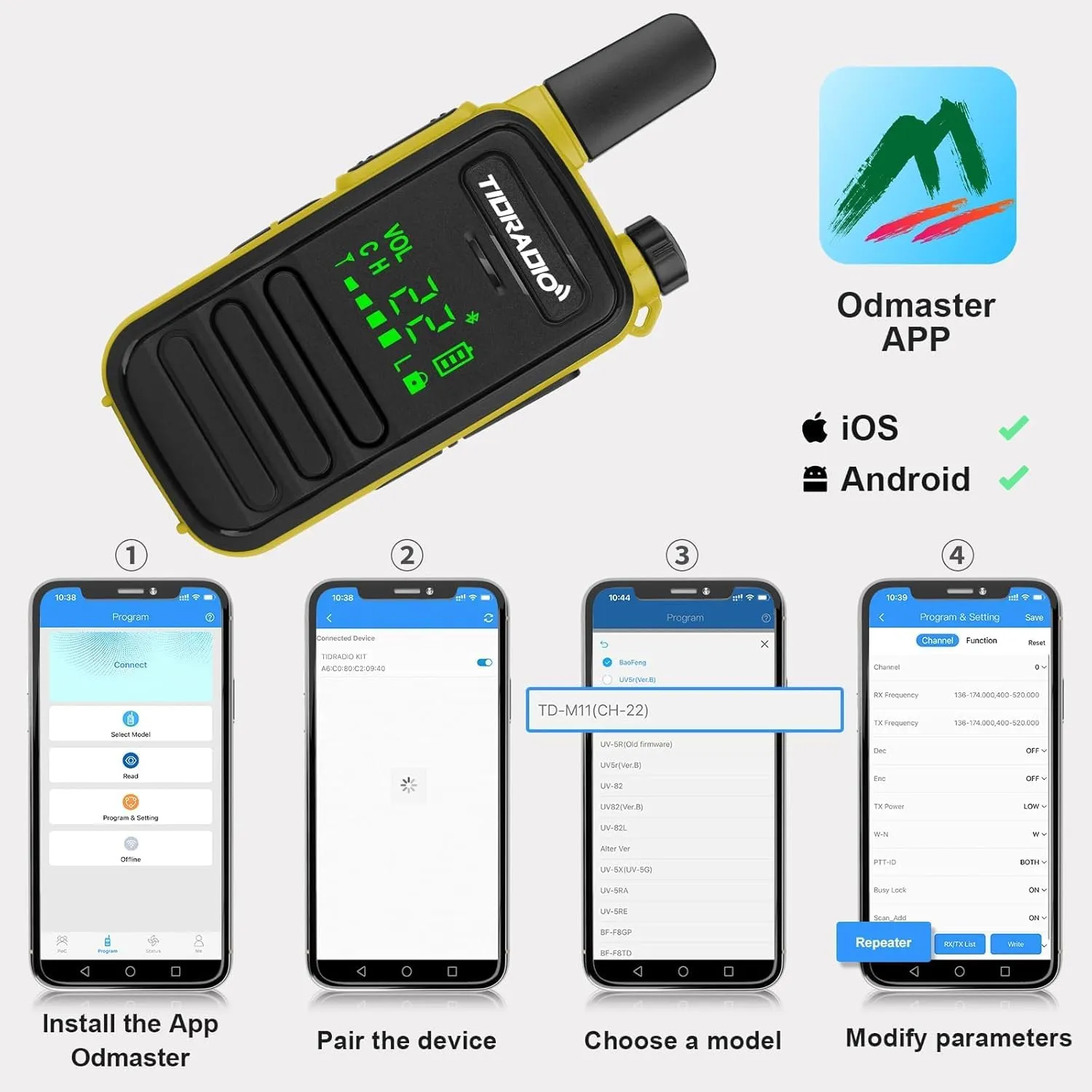 TIDRADIO Waterproof Walkie Talkies for Adults,22 CH TD-M11 Long Range Two Way Radio,LED Display,Wireless Programming,NOAA,VOX,Frequency Copy, Rechargeable Handheld 2-Way Radios with 6 Color (6 Pack)