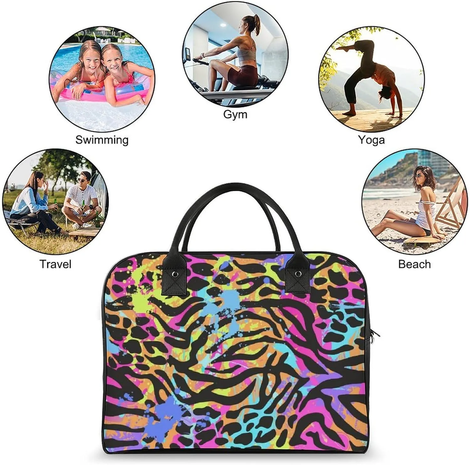 TigerPrint Fashionable Large Capacity Travel Handbag Unisex