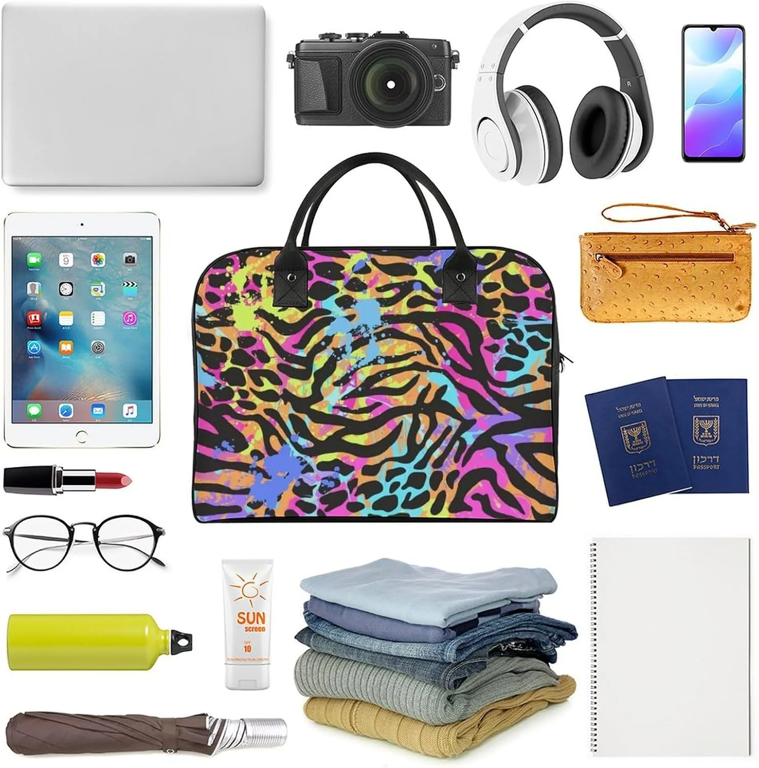 TigerPrint Fashionable Large Capacity Travel Handbag Unisex