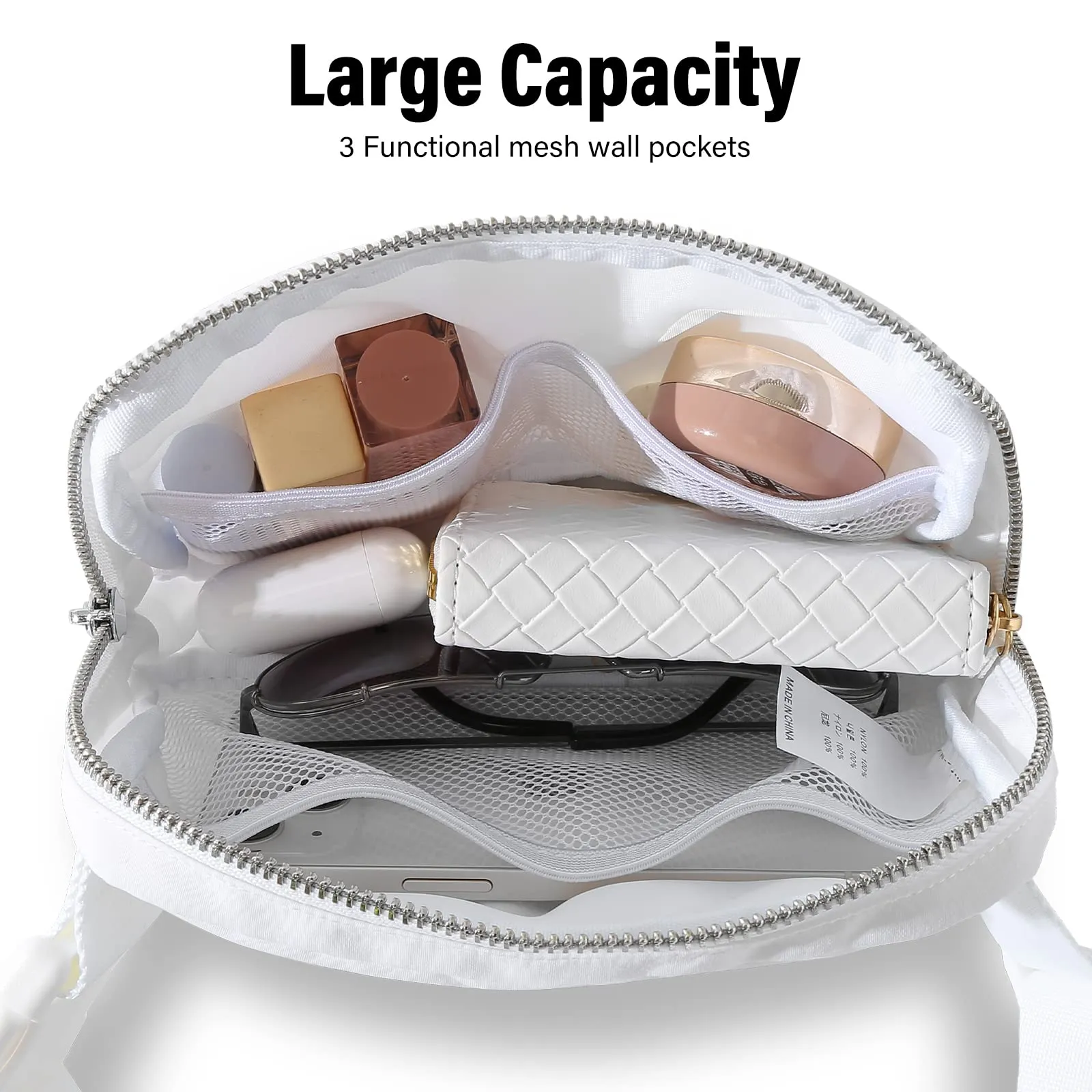 TOBVZOO Belt Bag Fanny Pack Crossbody Bags for Women Men, Everywhere Belt Bags with Adjustable Strap, Unisex Mini Fashion Waist Packs (White)