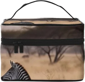 Toiletry Bag for Women Men Dopp Kit Travel Makeup Bag Make Up Organizers Cosmetic Bag Africa Grassland Zebra Hanging Toiletry Bag Shaving Bag with Large Capacity for Travel