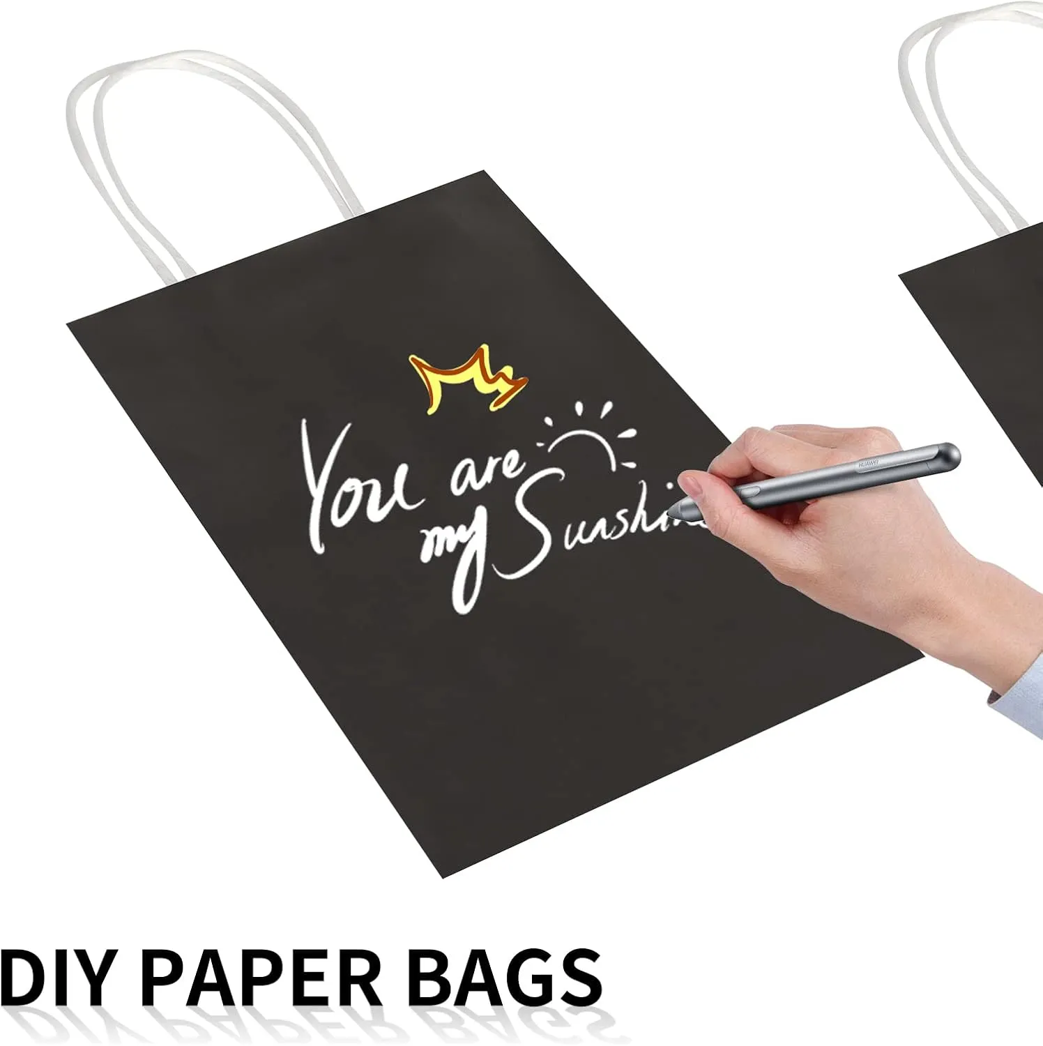 Toovip 50 Pack 5.25x3.25x8.25 Inch Small Black Kraft Paper Bags with Handles Bulk, Gift Wrap Bags for Favor Grocery Retail Party Birthday Shopping Business Goody Craft Merchandise Take Out Cub Sacks