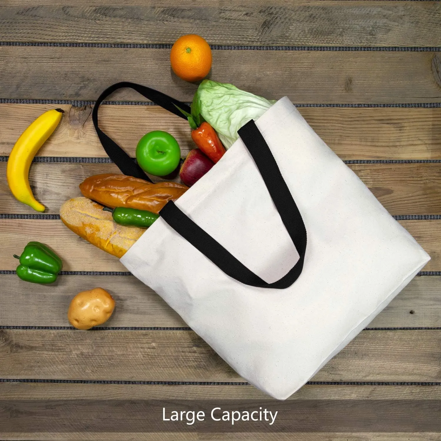 TOPDesign 12-Pack Canvas Tote Bags with Magnetic Snap, Reusable Grocery Shopping Bags, DIY Your Creative Designs