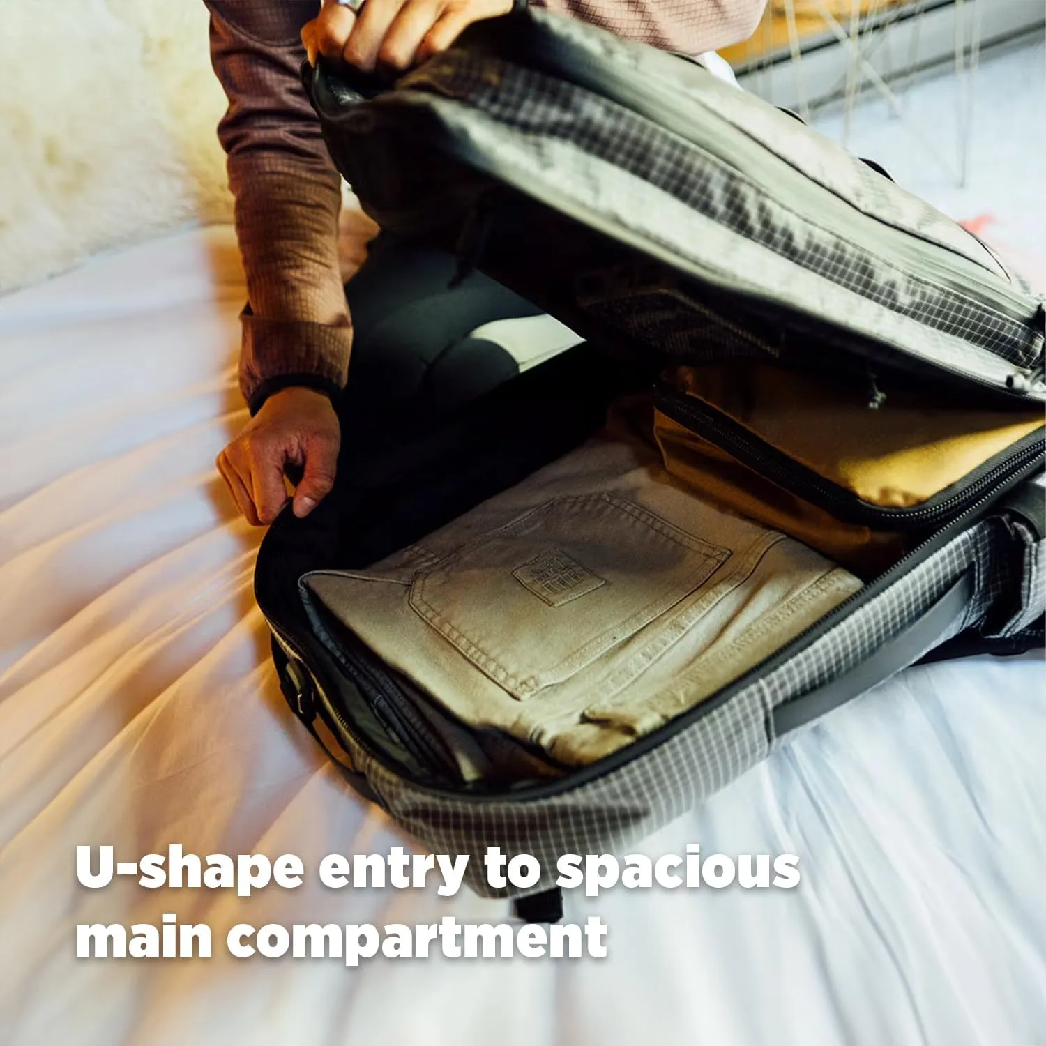 Topo Designs Global Travel Bag 30-40 Liter - Carry-on Compliant Versatile Pack, 3 Carry Options, External Laptop Sleeve (Eco-Friendly, 30L, Apex Pond Blue)