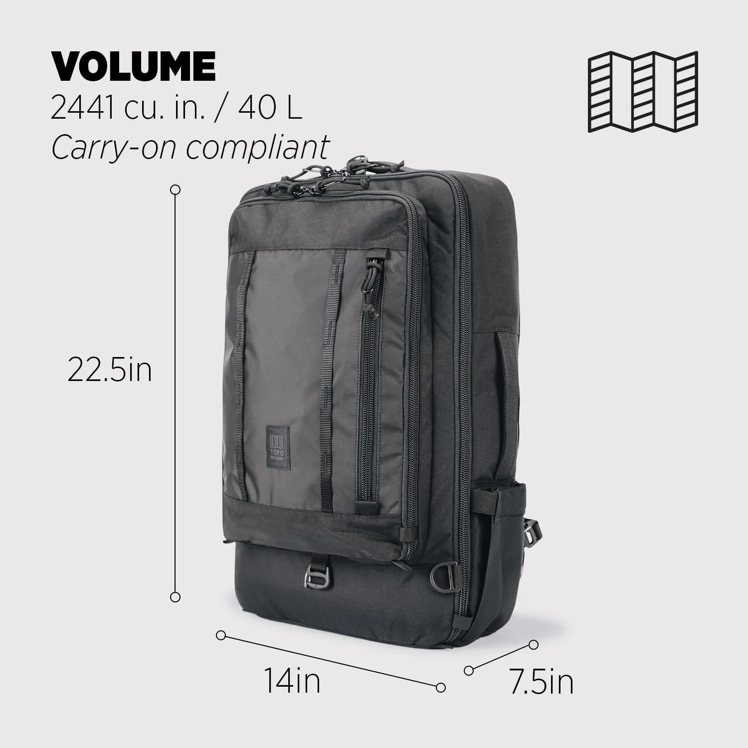 Topo Designs Global Travel Bag 40l - Black/black - 40 L