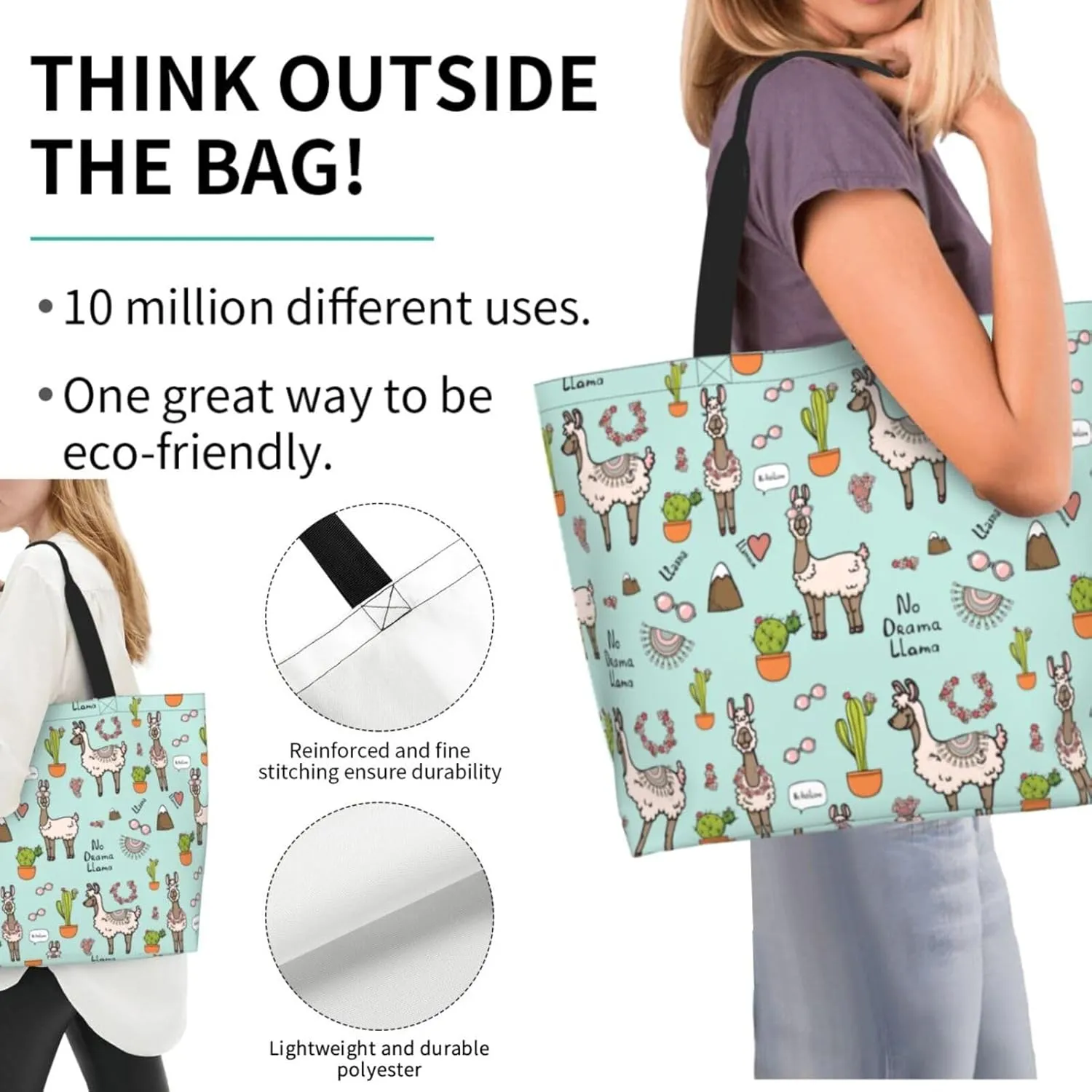 Tote Bag Beach Bag for Women Reusable Grocery Large Shopping Shoulder Bag Travel Handbag