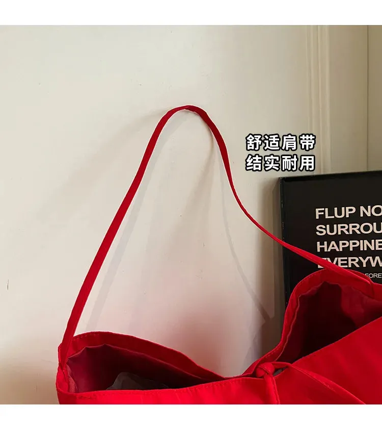 Tote Bag for Women 2024 New Nylon Fabric Underarm Bucket Bag, Red Niche Fashion Simple Shoulder Bag Una Bolsa De Hombro