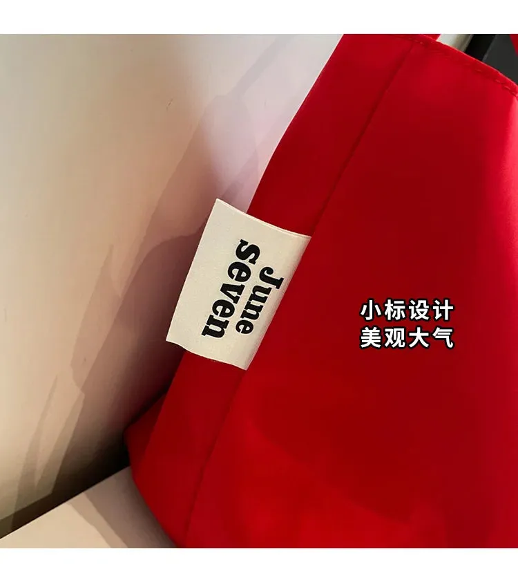 Tote Bag for Women 2024 New Nylon Fabric Underarm Bucket Bag, Red Niche Fashion Simple Shoulder Bag Una Bolsa De Hombro