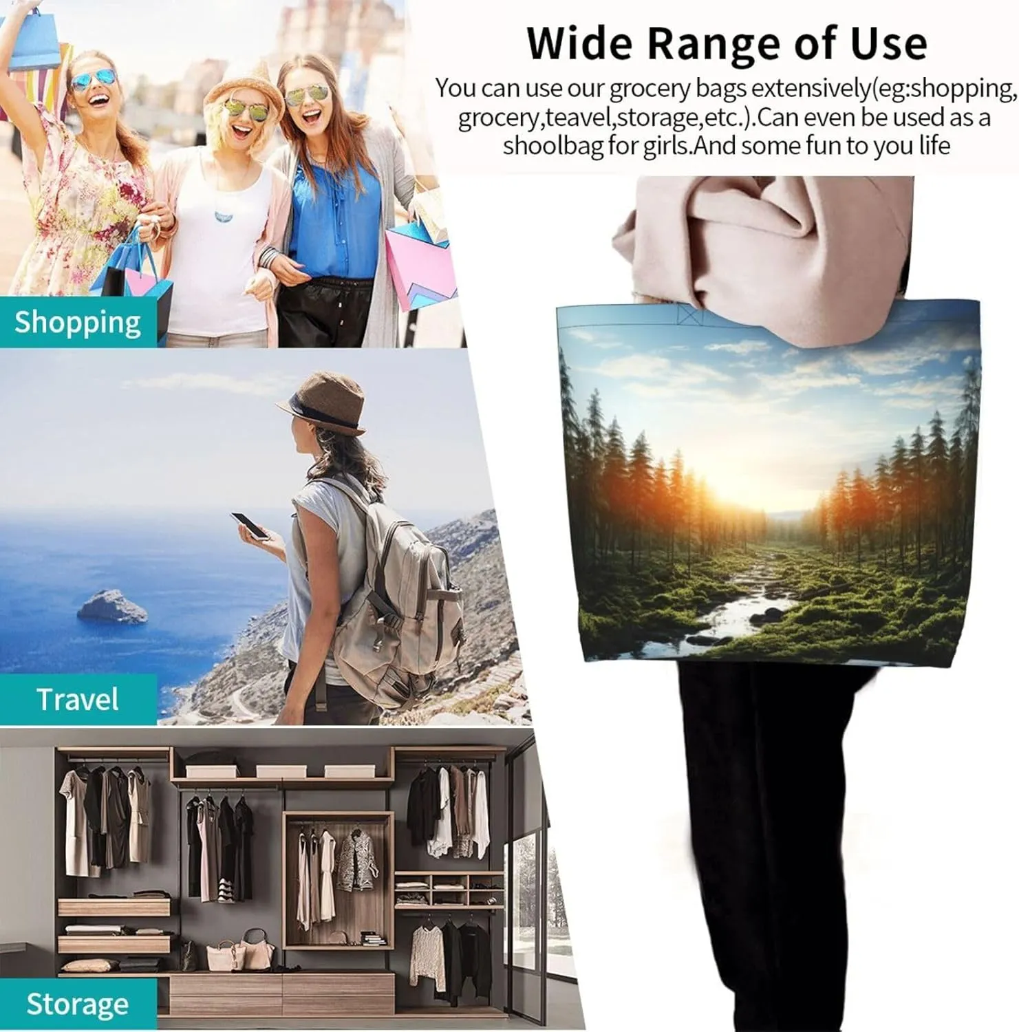 Tote Bag for Women Grocery Bag Reusable Shopping Bag Math question Handbag Foldable Shoulder Bag