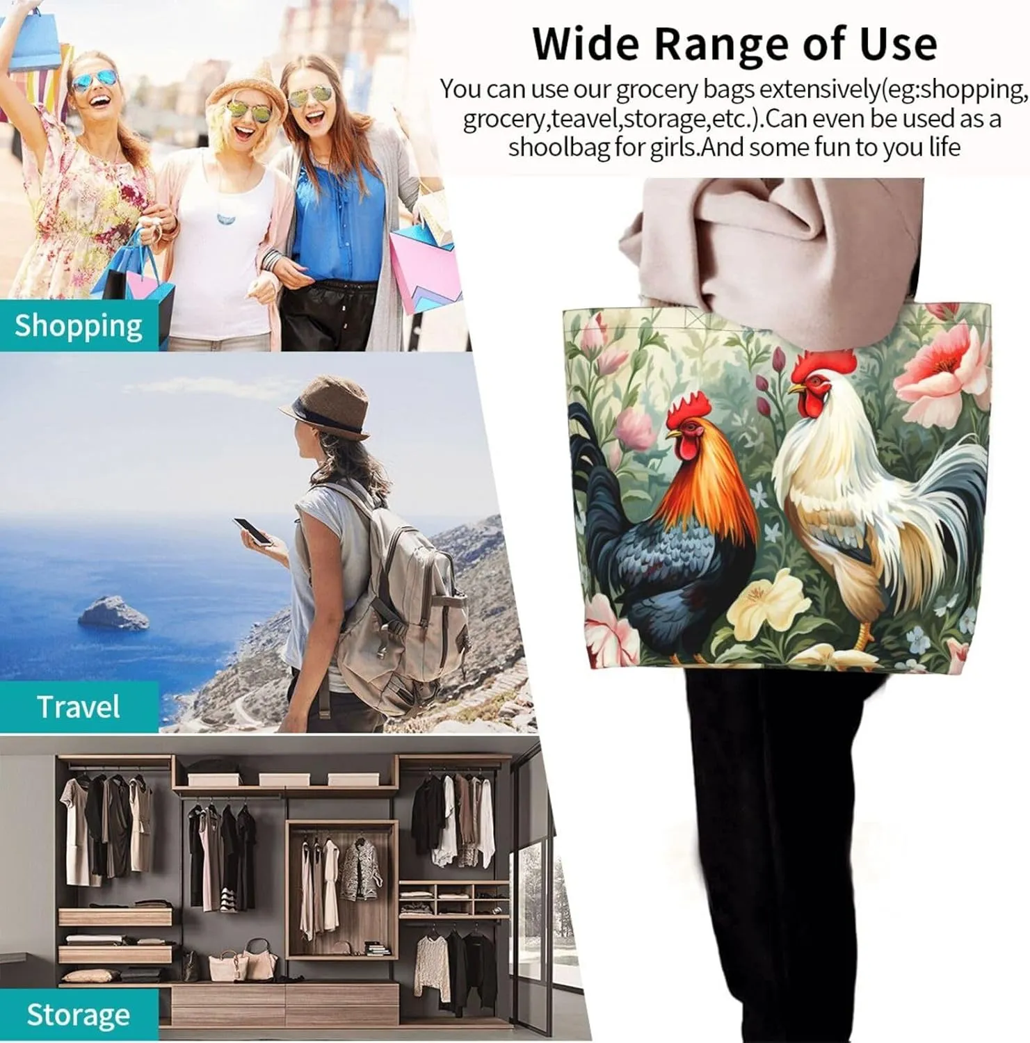 Tote Bag for Women Grocery Bag Reusable Shopping Bag Spiral and curve patterns Handbag Foldable Shoulder Bag