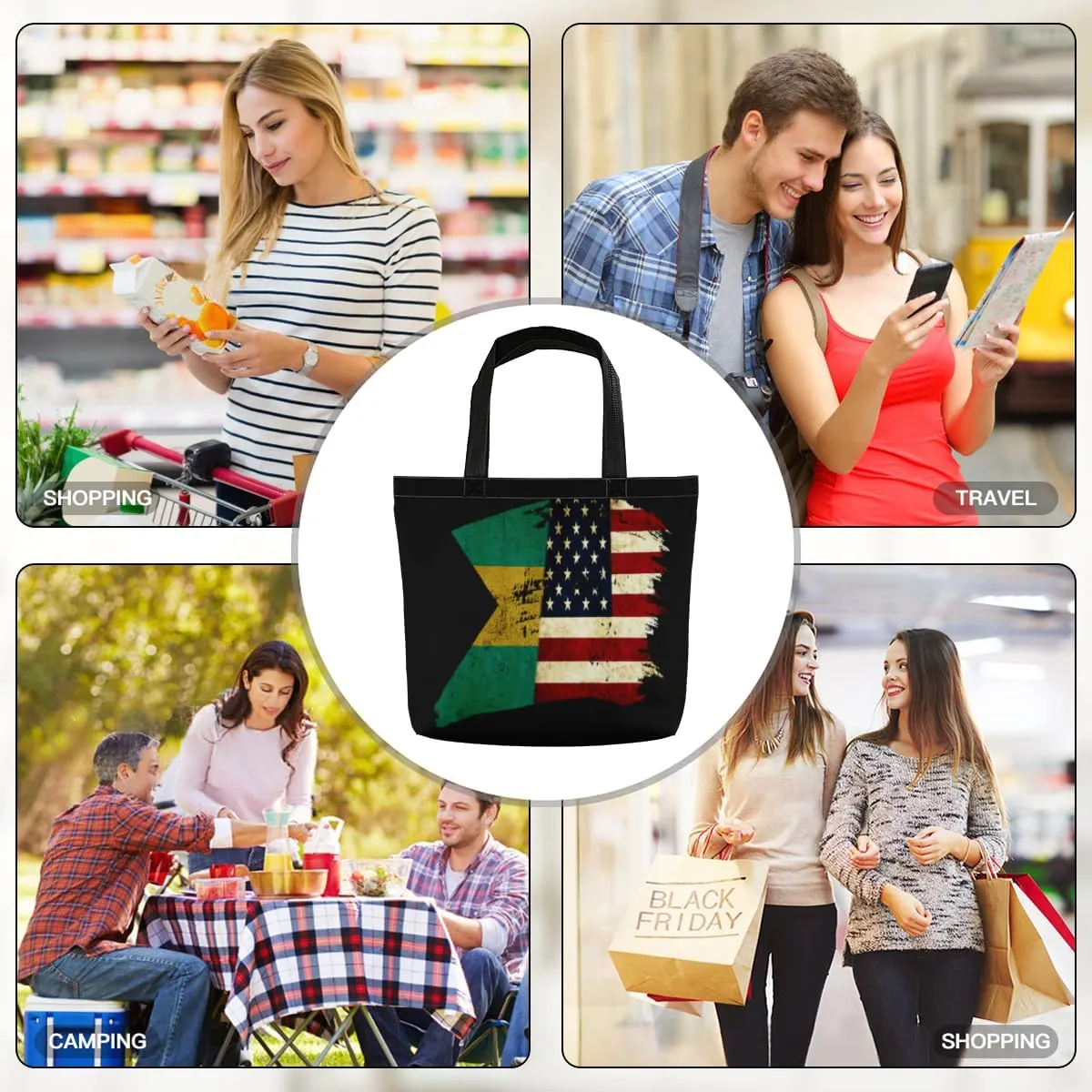Tote Bag for Women Men Large Reusable Beach Shoulder Bags With Zipper for Gym Shopping Travel Gifts Yoga