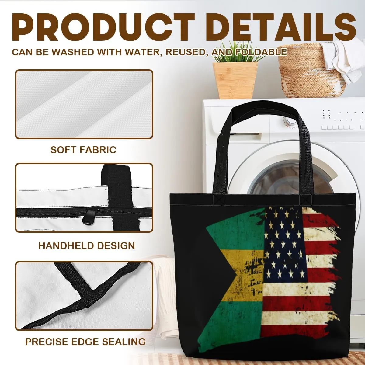 Tote Bag for Women Men Large Reusable Beach Shoulder Bags With Zipper for Gym Shopping Travel Gifts Yoga
