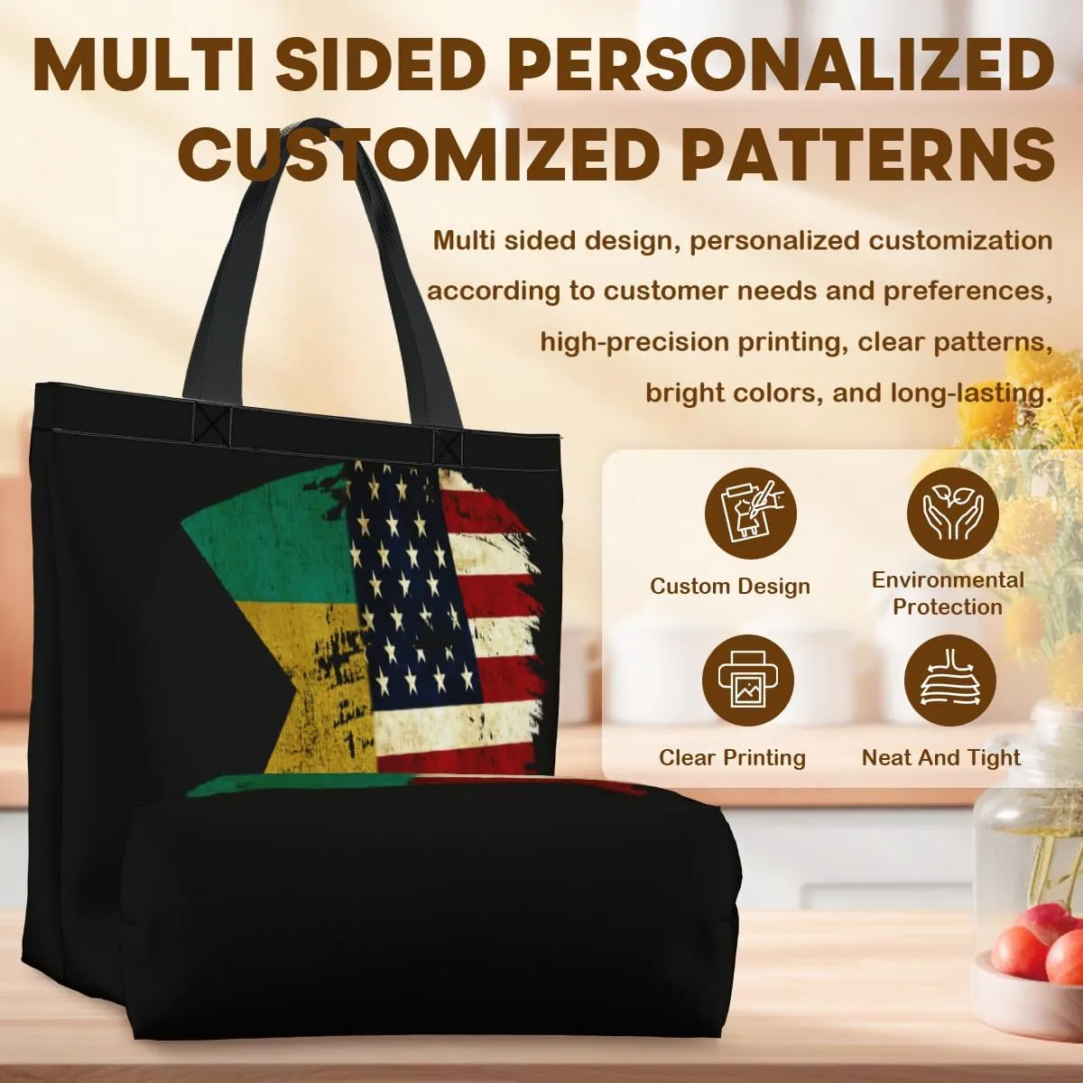 Tote Bag for Women Men Large Reusable Beach Shoulder Bags With Zipper for Gym Shopping Travel Gifts Yoga