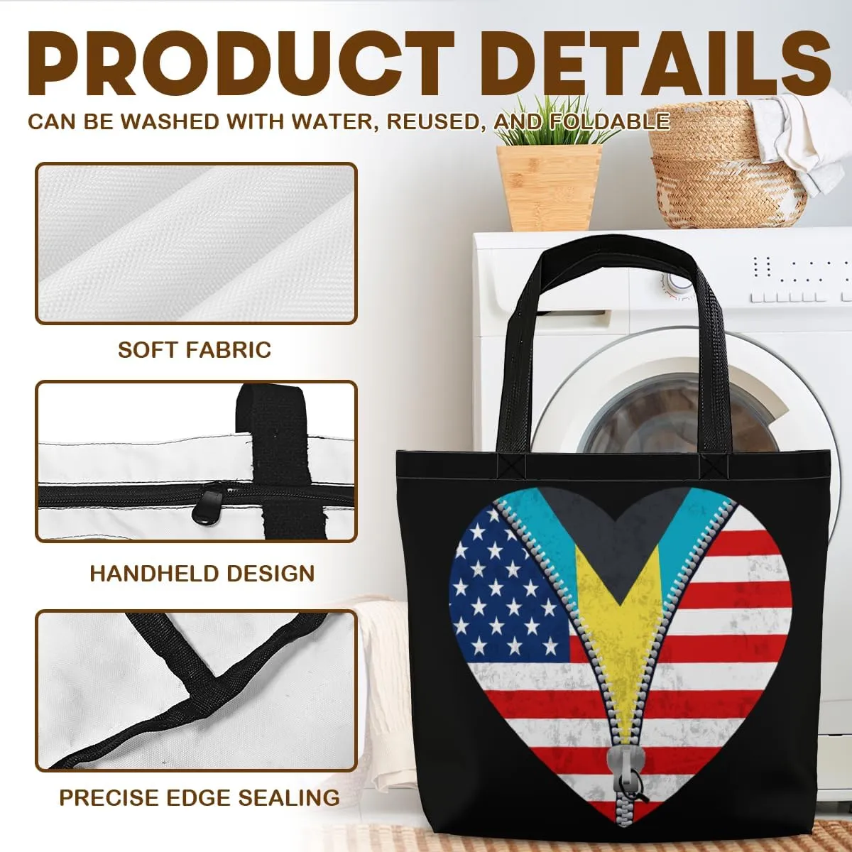 Tote Bag for Women Men Large Reusable Beach Shoulder Bags With Zipper for Gym Shopping Travel Gifts Yoga