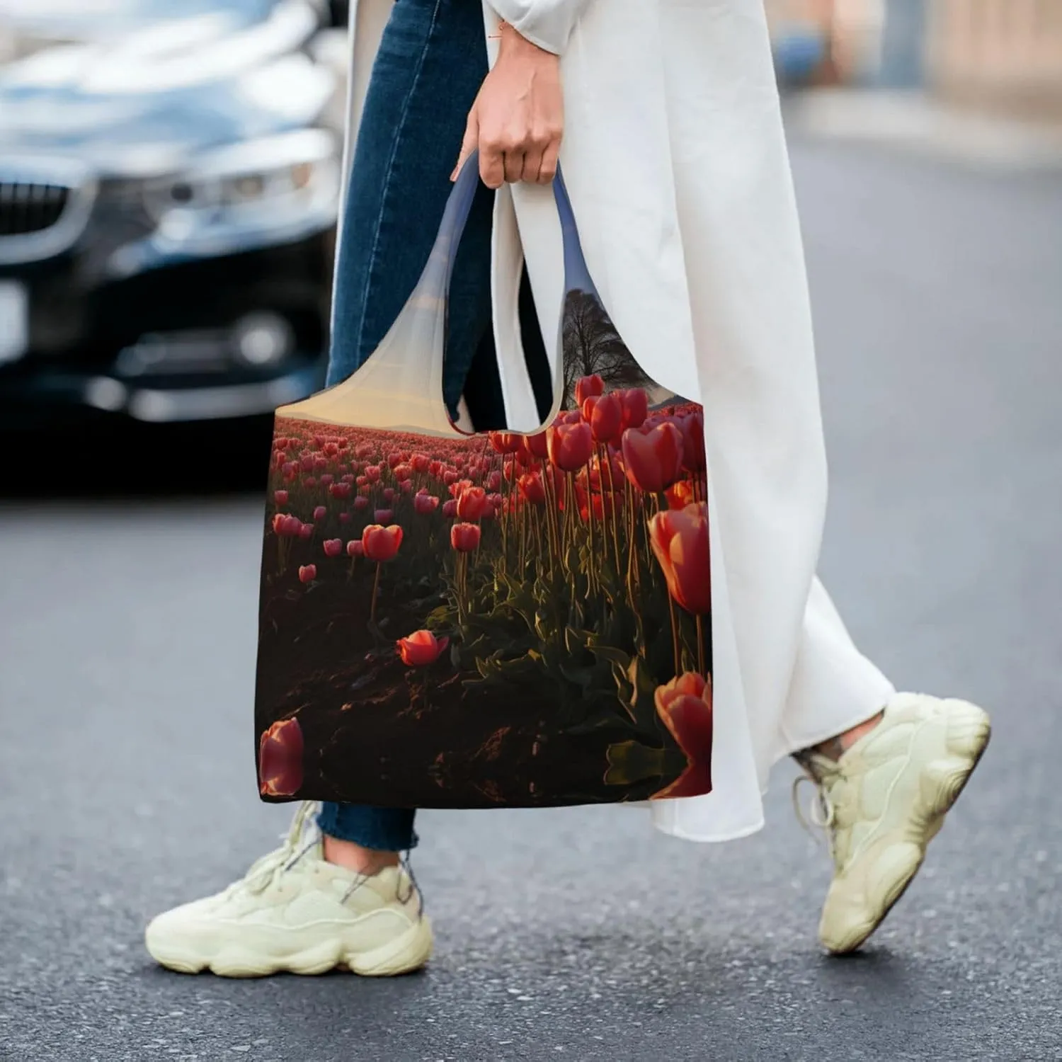 Tote Bag for Women Reusable Grocery Bag Canvas Shopping Bag Universe Starry Stars Handbag Foldable Shoulder Bag