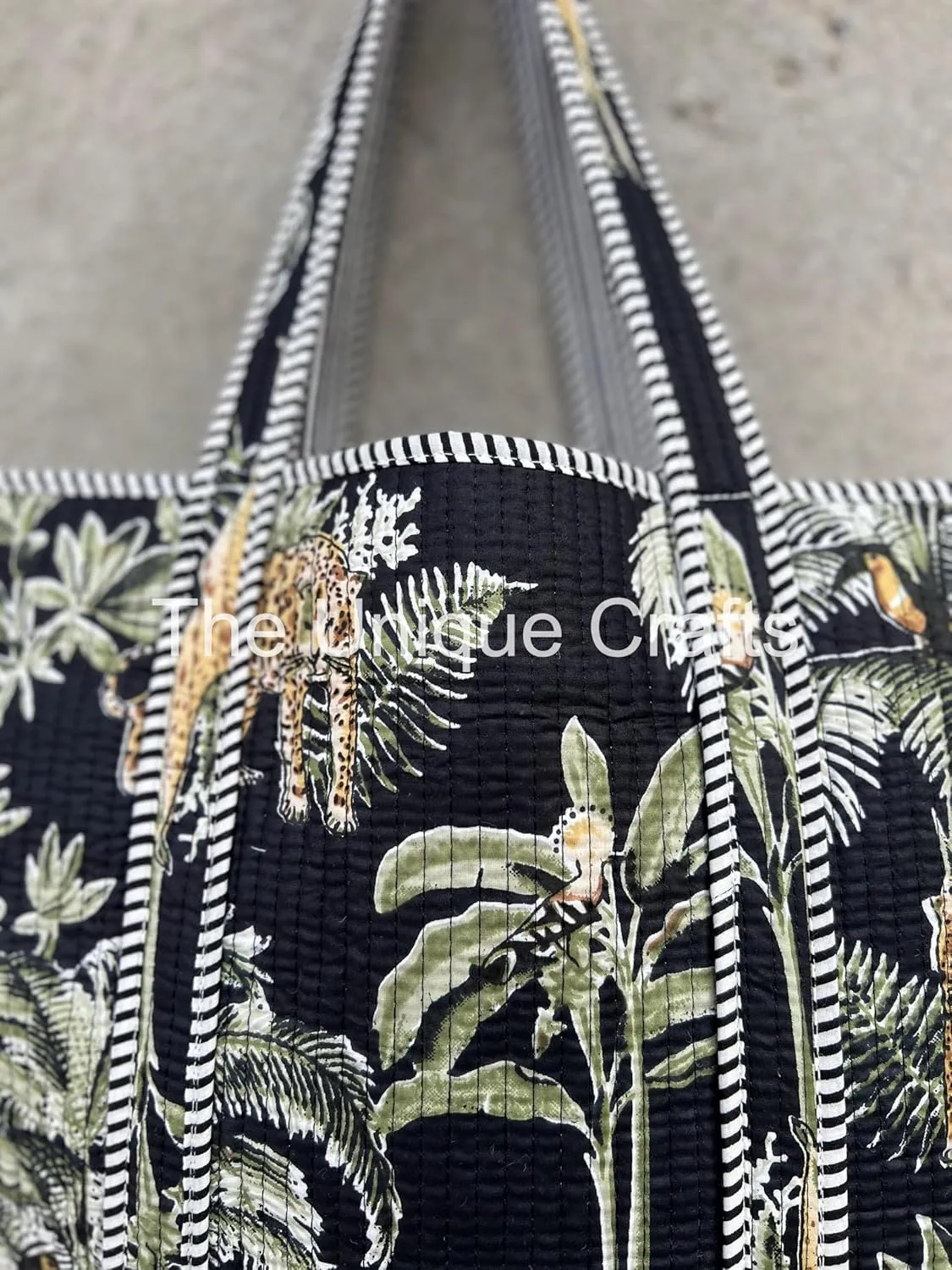 Tote Bag For Women, Shoulder Purse with Inner Pocket, Quilted Cotton Handprinted Reversible Large Multicolor Tote Bag