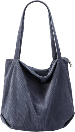 Tote Bag Women Men Vintage 2025 Corduroy Shoulder Bag Simple Stylish Handbag Fall Winter Large Capacity Zip