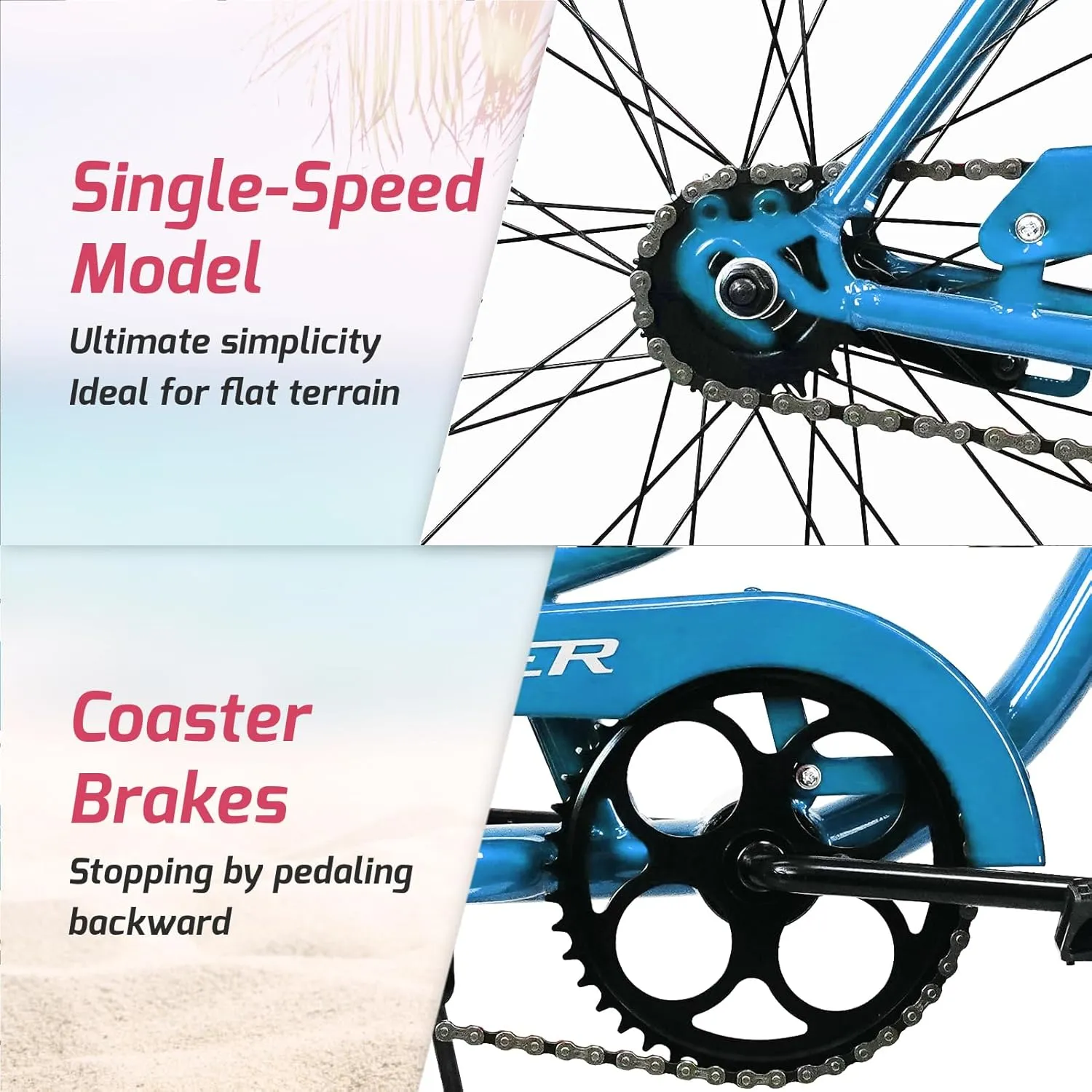 Tracer ACE 26in Single Speed Beach Cruiser Bike with Coaster Brake for Mens and Womens -Multiple Colors
